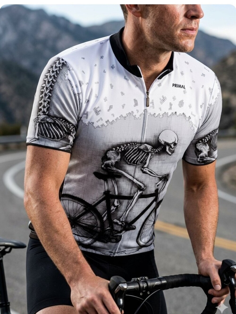 Primal Wear Men's The Longest Ride Skeleton Cycling Jersey XL